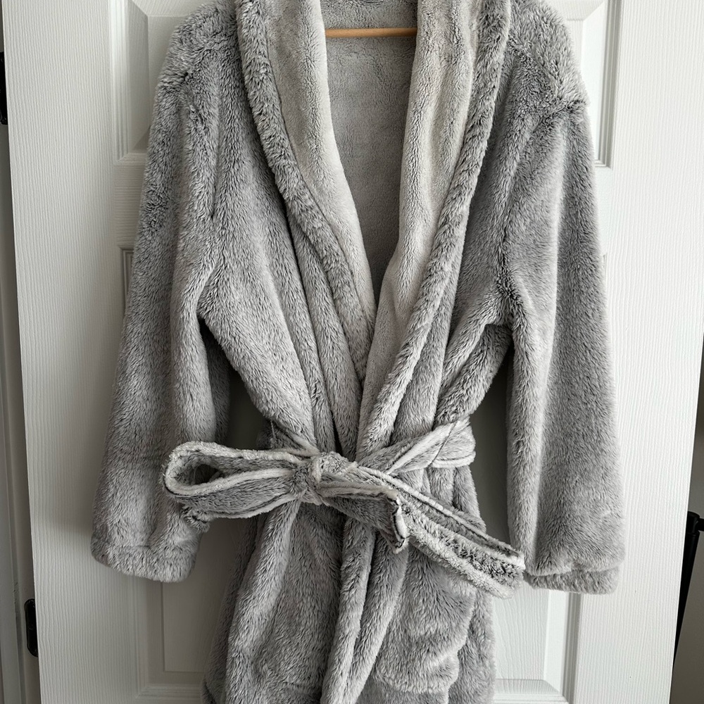 Aerie Soft Gray Fur Robe